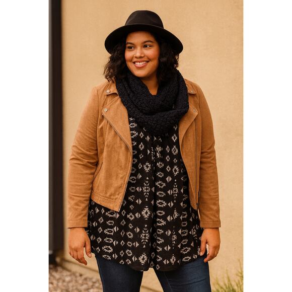 Faded Glory Black & White Boho Print Peasant Blouse Size XL - Picture 1 of 5